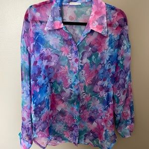 Size 16 Sheer Vintage Summer Blouse 80s